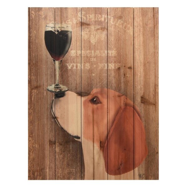 Empire Art Direct Fine Art Giclee Printed on Solid Fir Wood Planks - Dog Au Vin Beagle EM100303